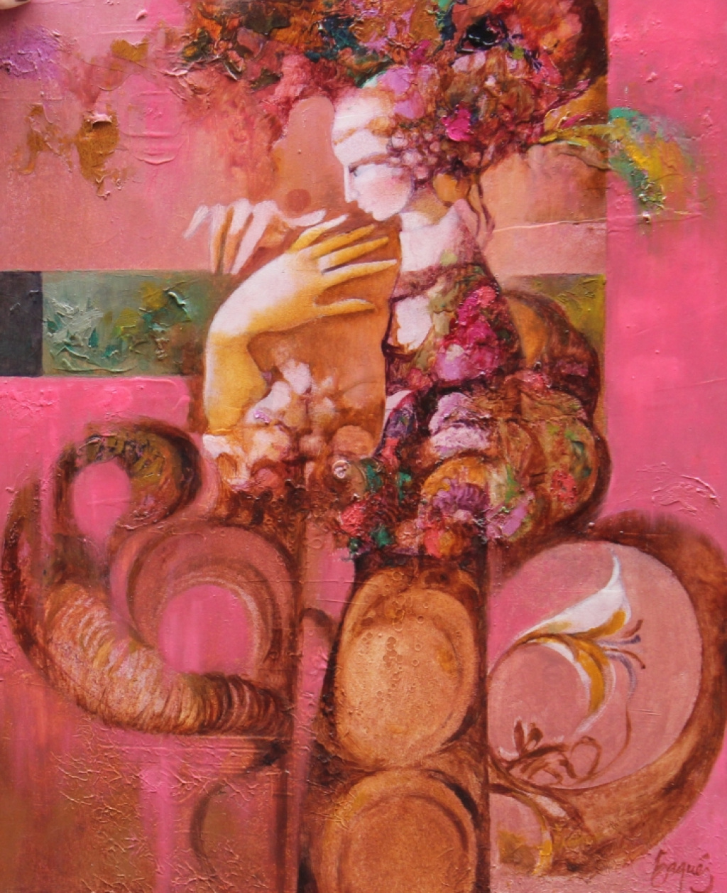 Figure on pink background