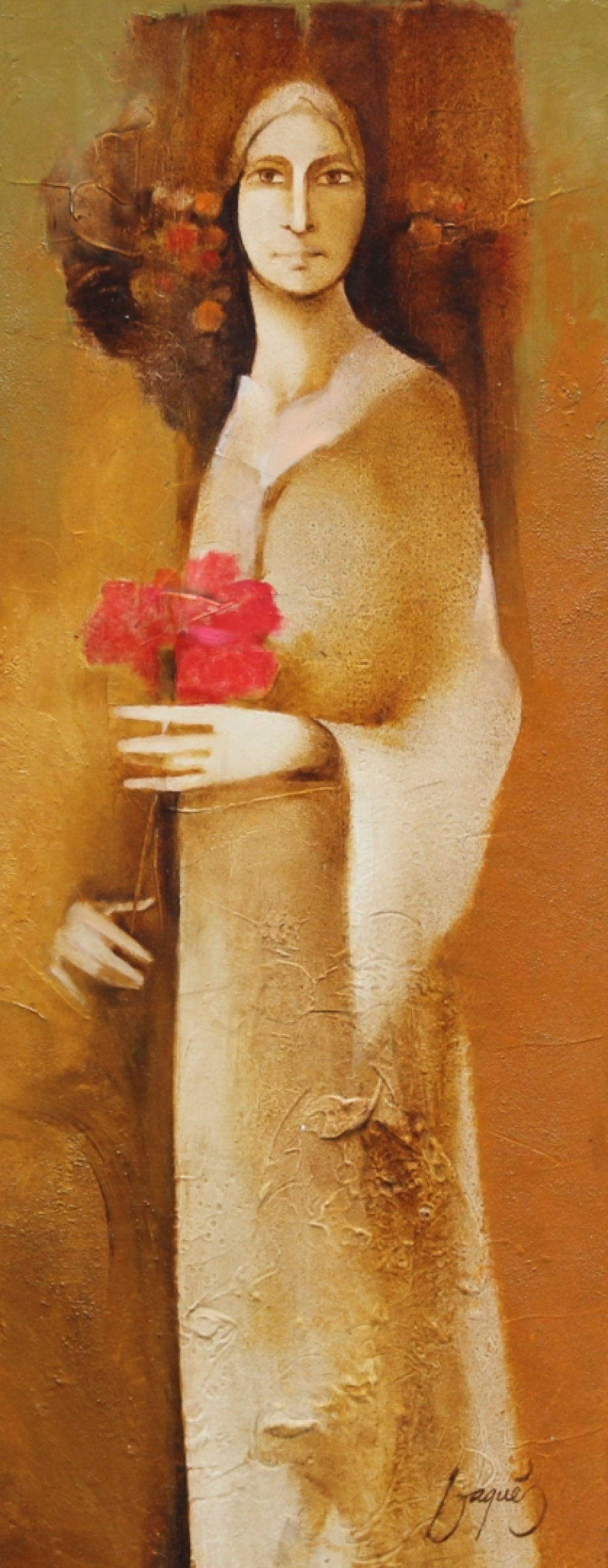 Figure with flower.