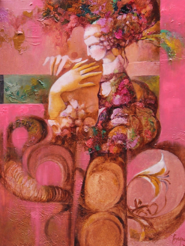 Figure on pink background